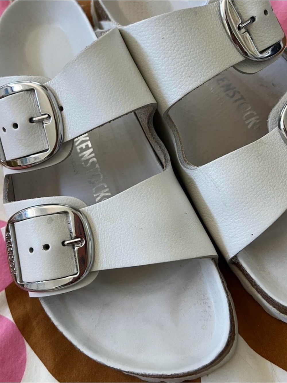 Birkenstock 39 100% Leather White Arizona Sandals New